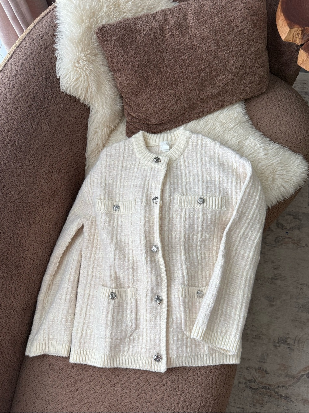 H&M Boucle Knit Wool Blend Oversized Cardigan
